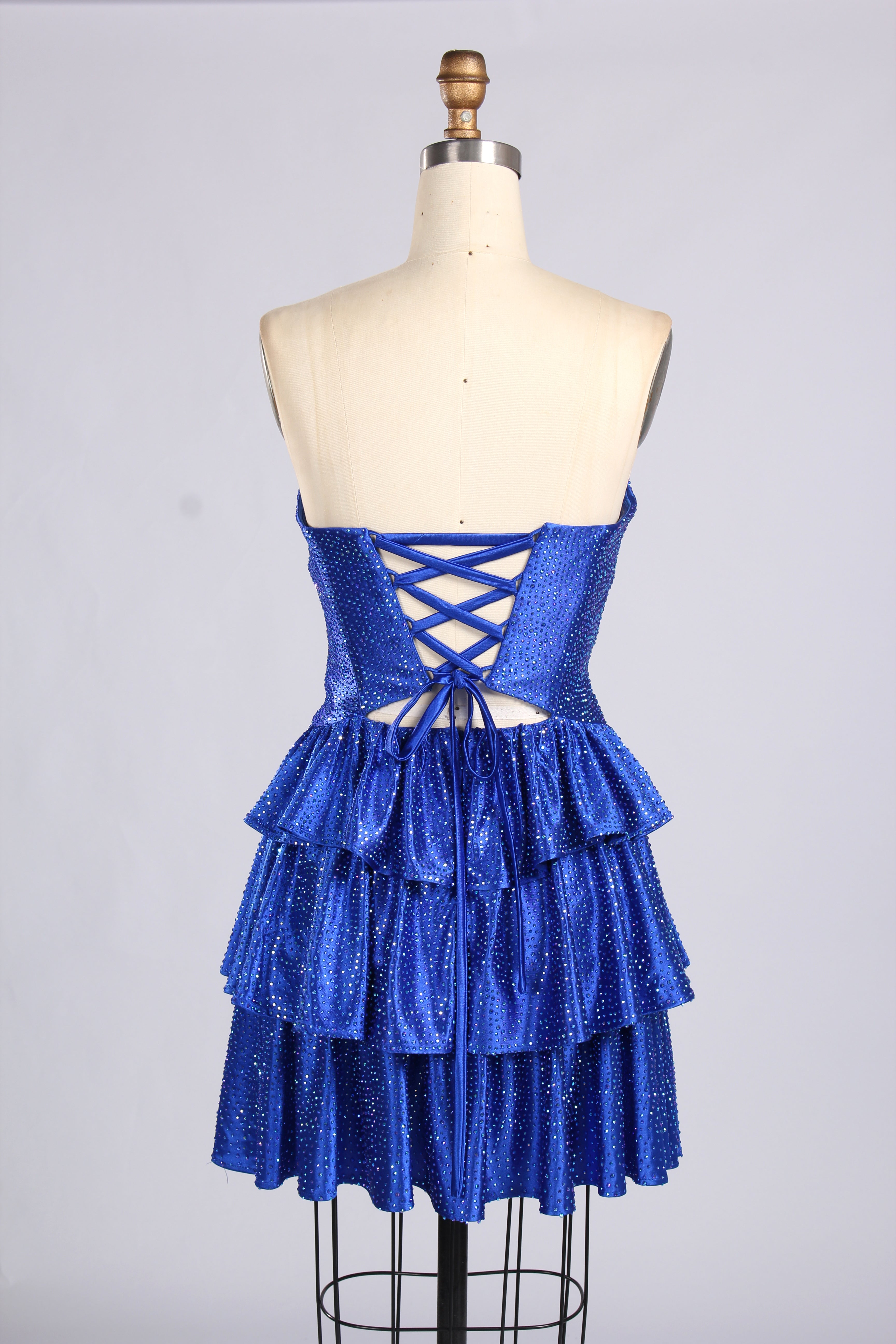 Wholesale Royal Blue Rinestone Strapless Homecoming Dress 33537