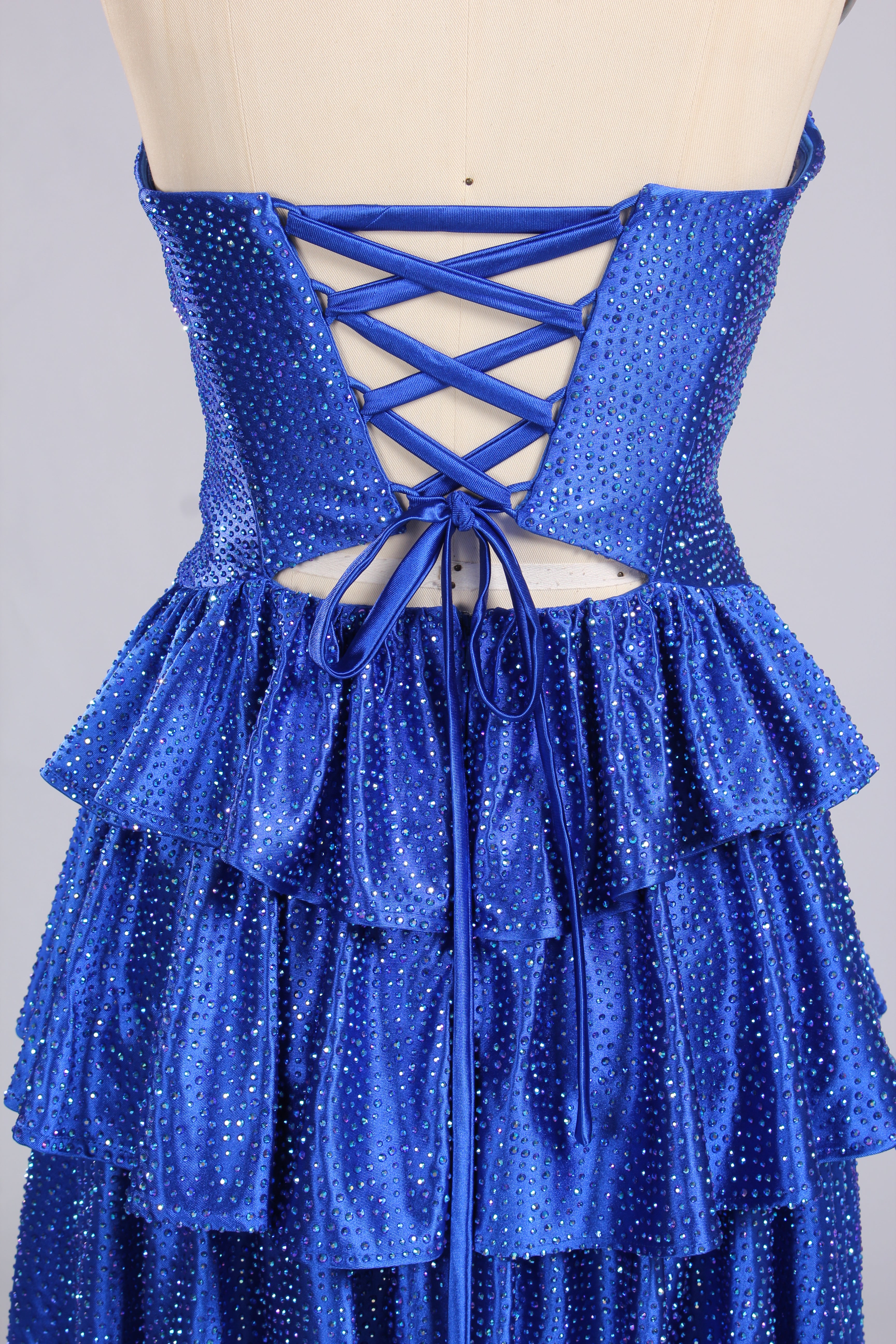 Wholesale Royal Blue Rinestone Strapless Homecoming Dress 33537