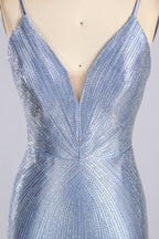 Wholesale Light Blue Sequin Spaghetti Strap Homecoming Dress 33233S