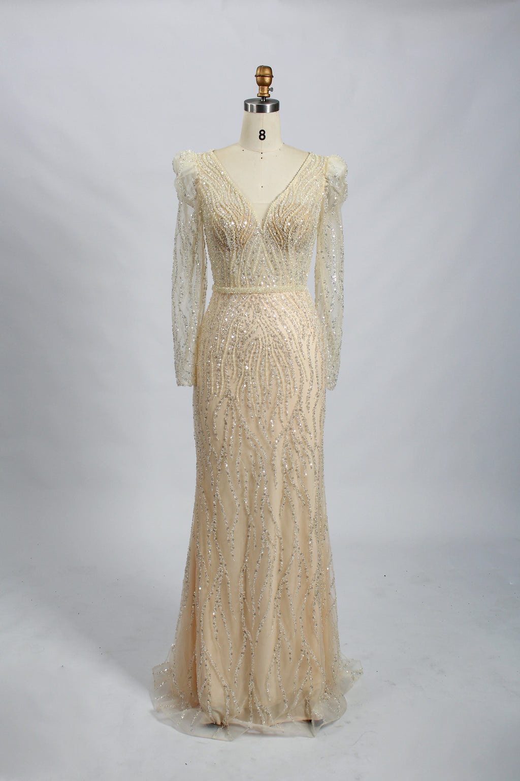 Wholesale Lilac Sequin Long-Sleeve Mermaid Prom Dress MC088