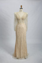 Wholesale Lilac Sequin Long-Sleeve Mermaid Prom Dress MC088