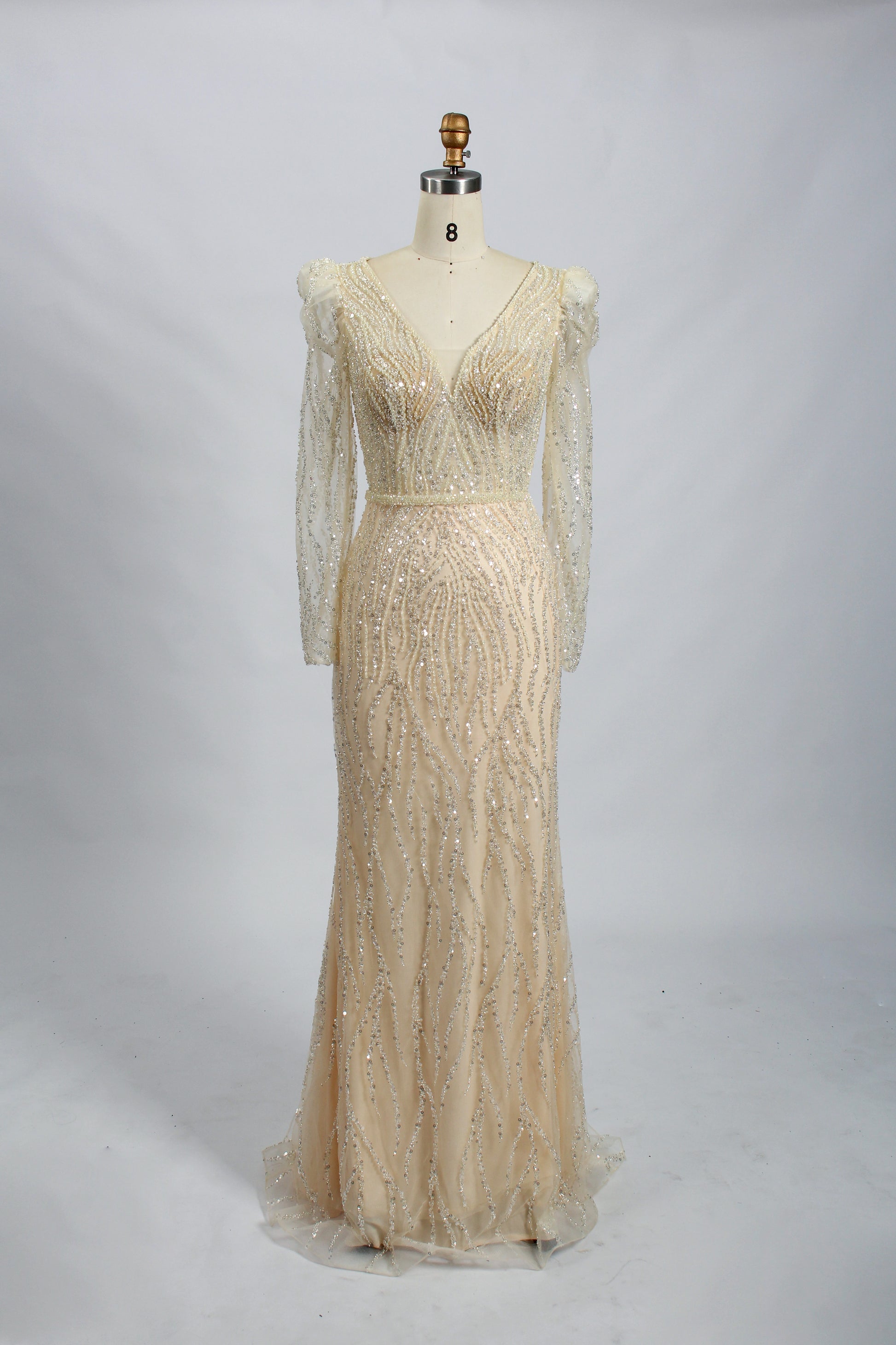 Wholesale Lilac Sequin Long-Sleeve Mermaid Prom Dress MC088