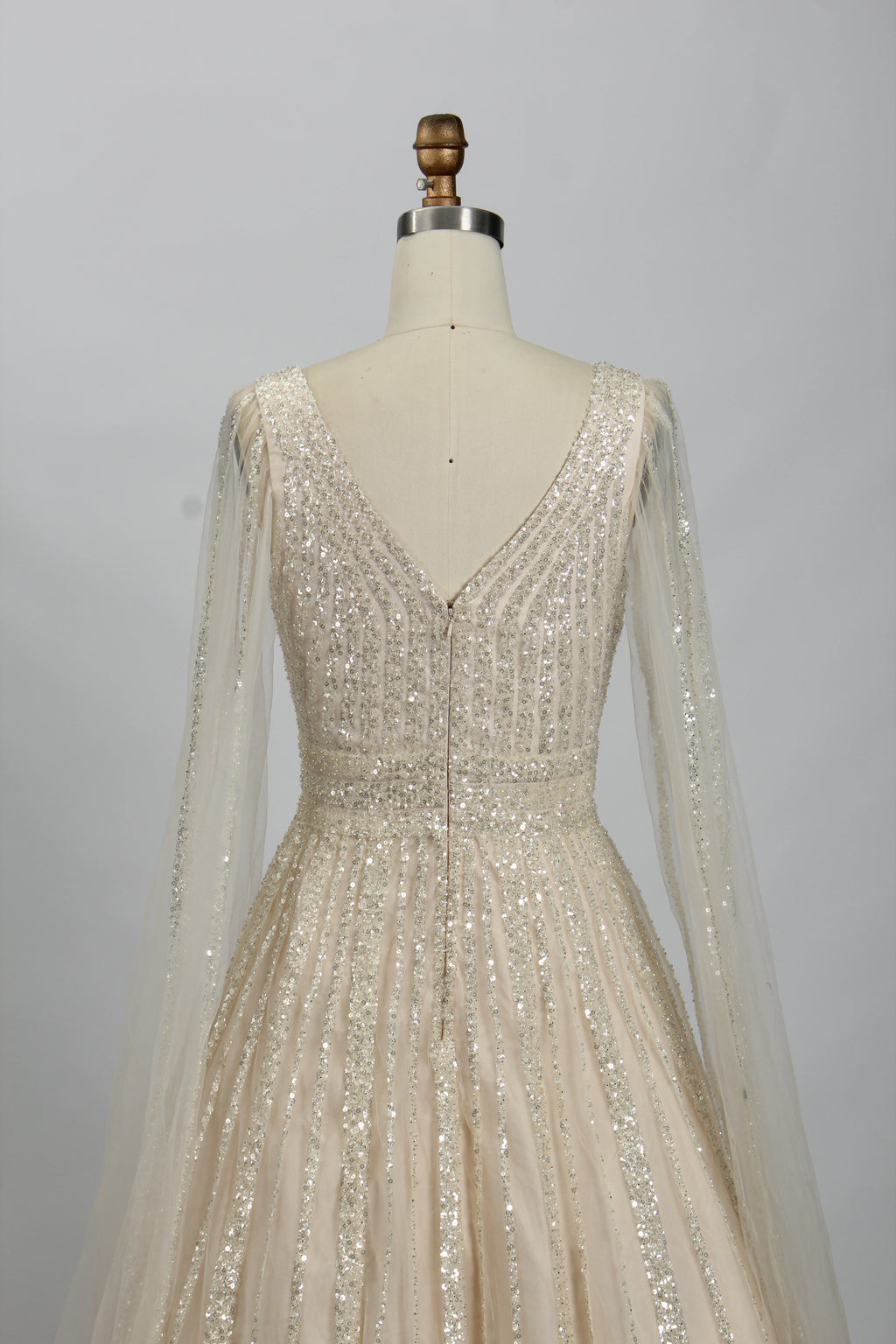Wholesale Sequin Tulle Cape - Sleeve Evening Gown ks017
