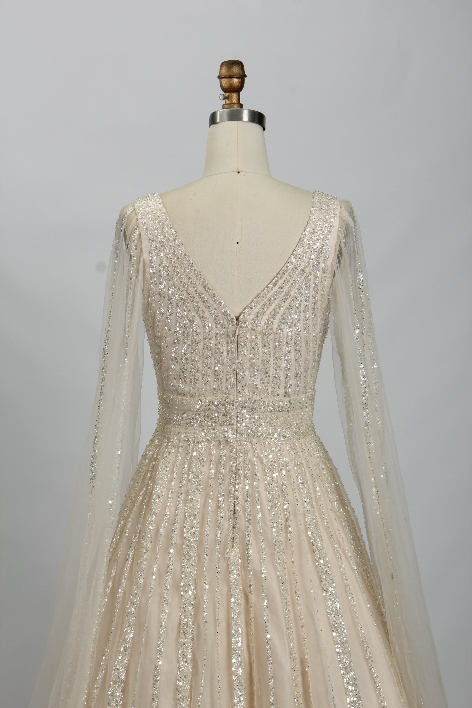 Wholesale Sequin Tulle Cape - Sleeve Evening Gown ks017