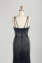 Navy Blue Sequin Sheer Cape Mermaid Mother of the Bride Dress MC157