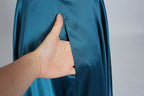Wholesale Teal Satin V-neck Spaghetti Strap Long Prom Dress 32532