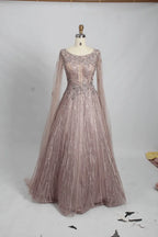Powder Blue Timeless A-Line Mother of the Bride Dress with Long Sleeves KS014