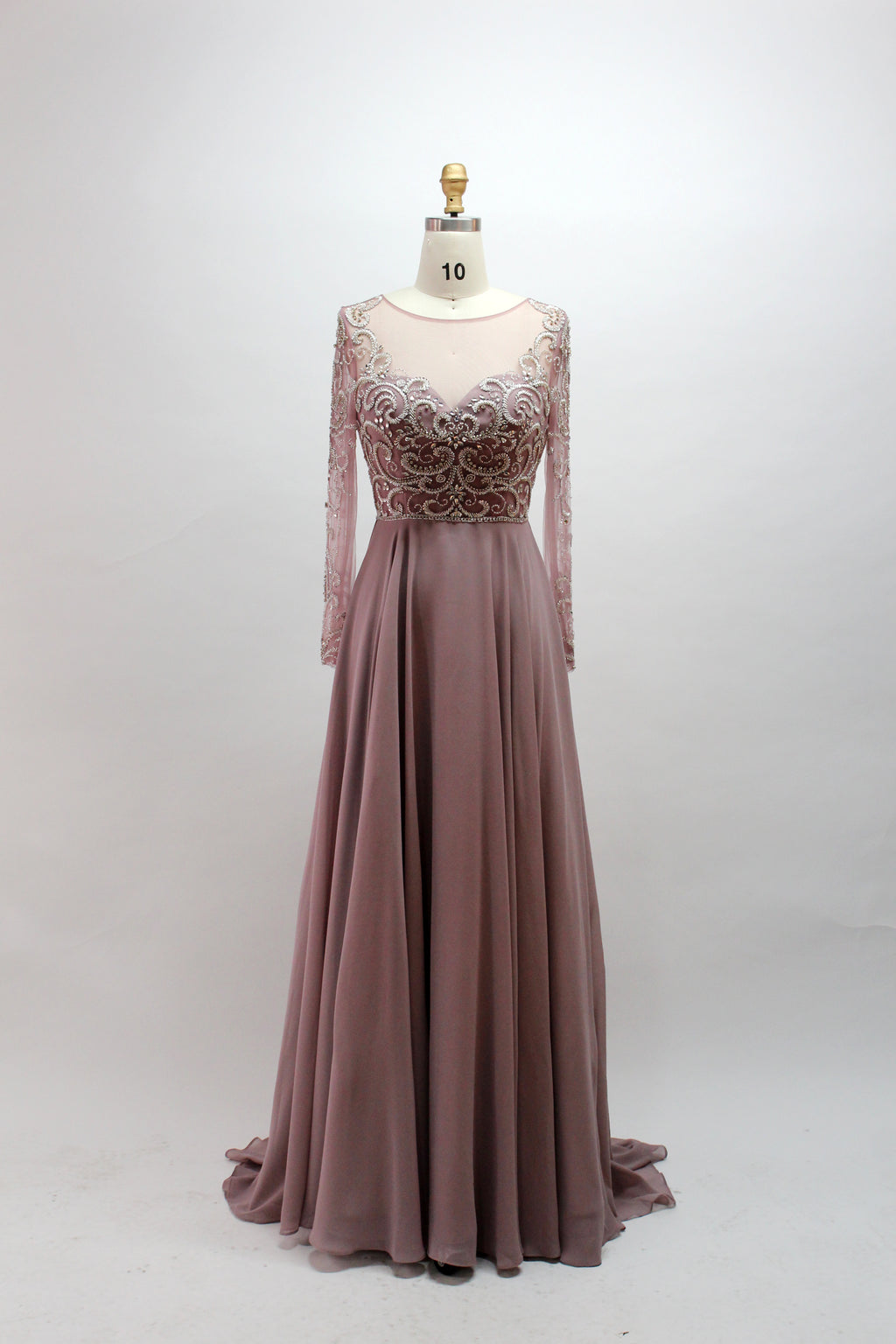 Elegant Plus-Size Lace Mother of the Bride Gown with Long Sleeves 32540-1