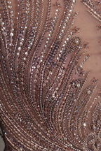 High-Neck Beaded A-Line Cape Sleeves Mother of the Bride Dress MC154