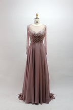 Black Illusion High Neckline Beaded A-Line Evening Dress 32540-1