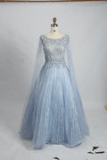 Powder Blue Timeless A-Line Mother of the Bride Dress with Long Sleeves KS014