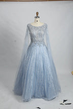 Powder Blue Timeless A-Line Mother of the Bride Dress with Long Sleeves KS014