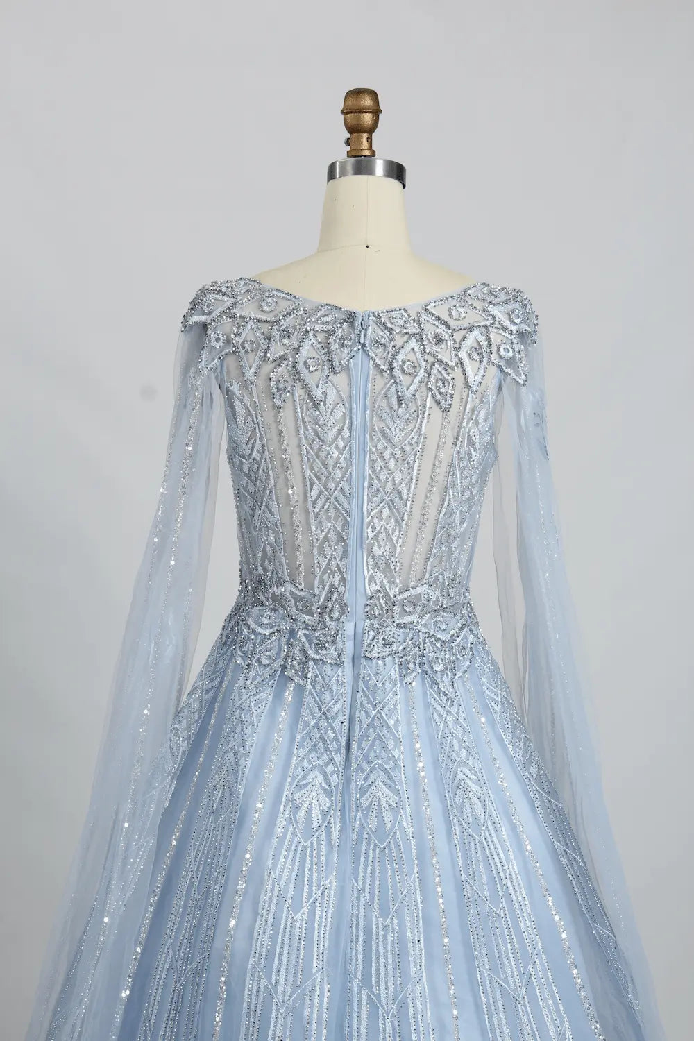 Powder Blue Timeless A-Line Mother of the Bride Dress with Long Sleeves KS014