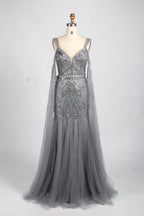 Elegant Beaded Draped Sleeves Mermaid Mother of the Bride Dress KY036