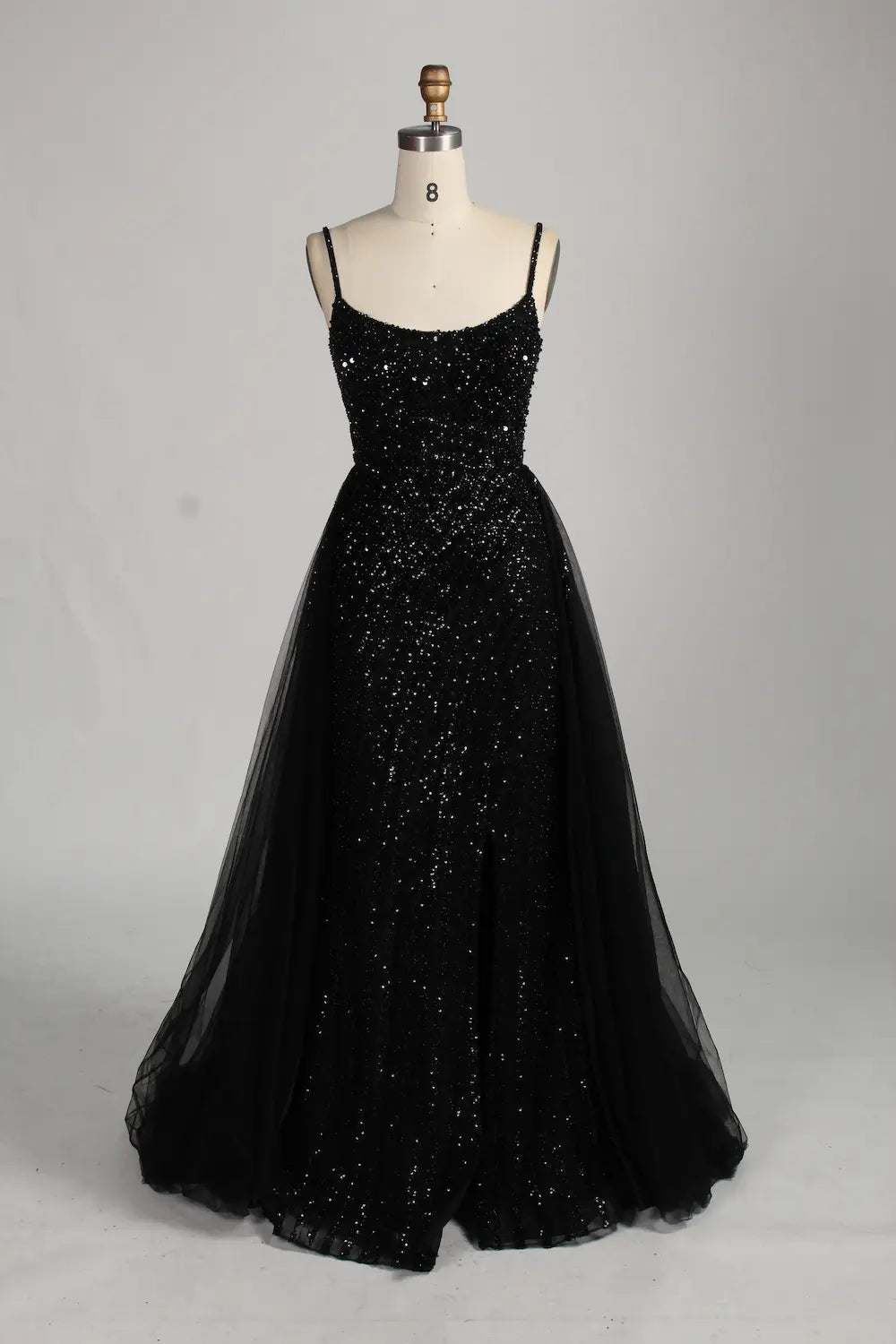 Blue Sequin Mermaid Slit Side Overskirt Evening Dress MC140