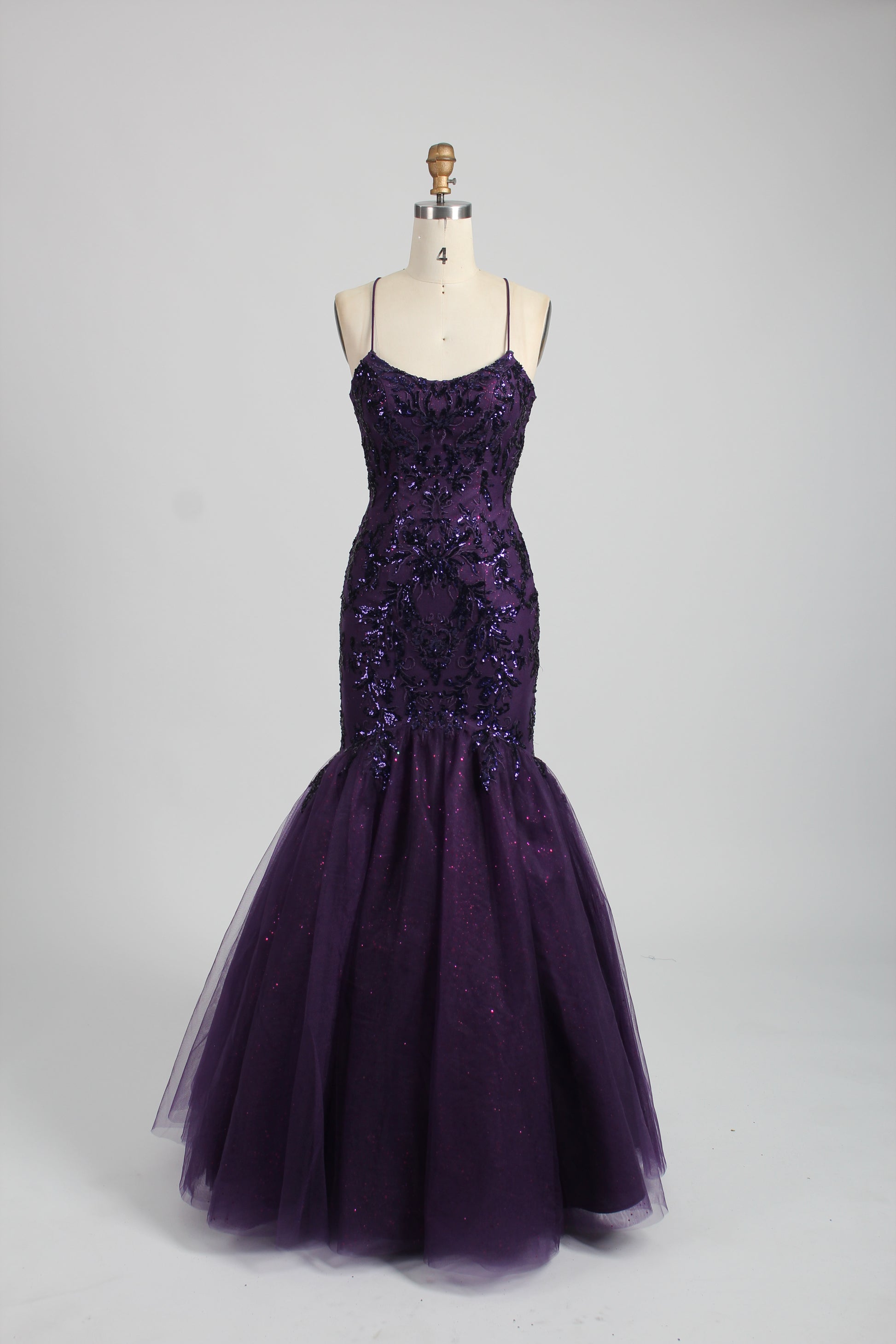 Wholesale Plum Sequin Mermaid Prom Dress 32904