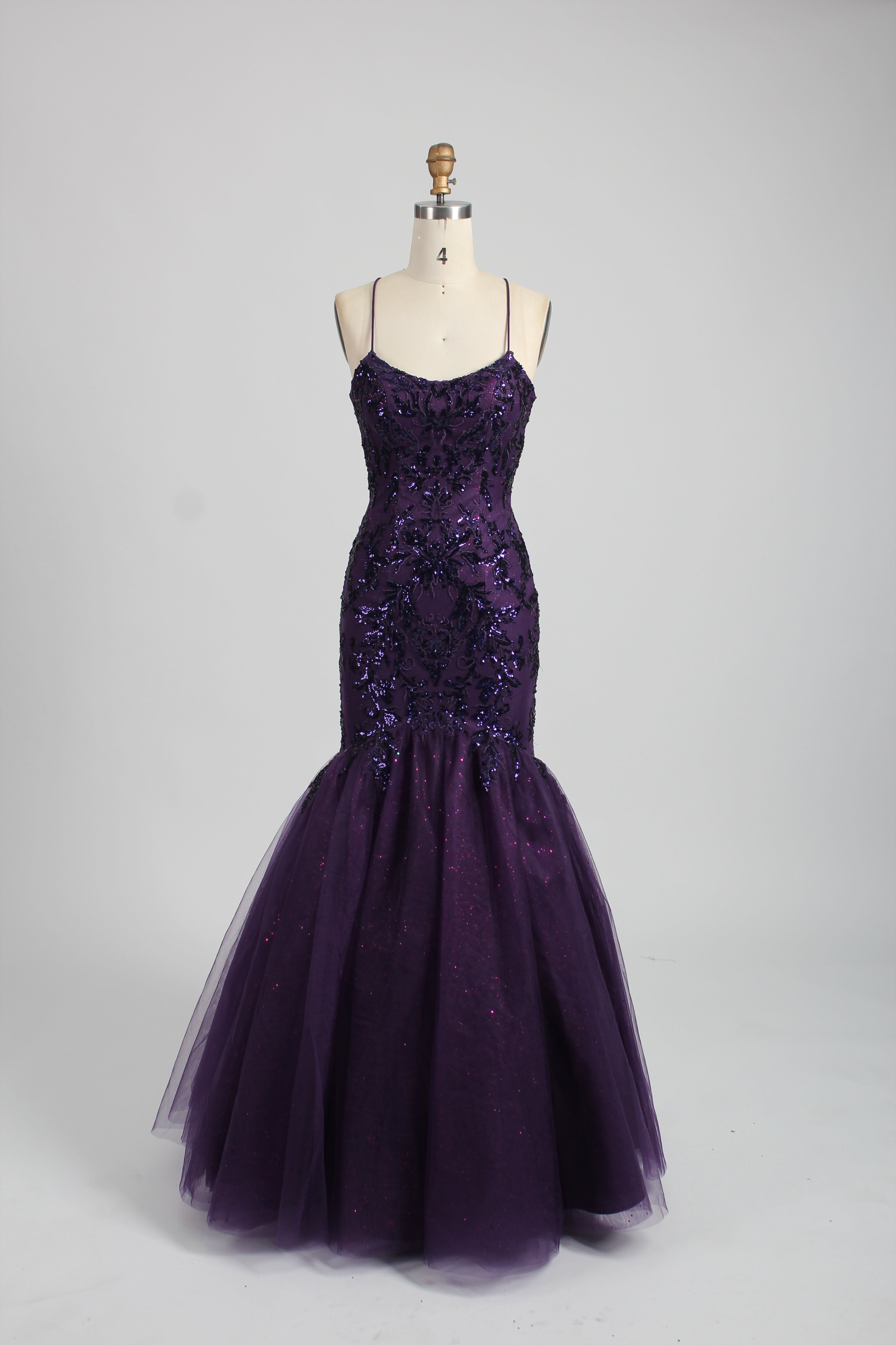 Wholesale Plum Sequin Mermaid Prom Dress 32904