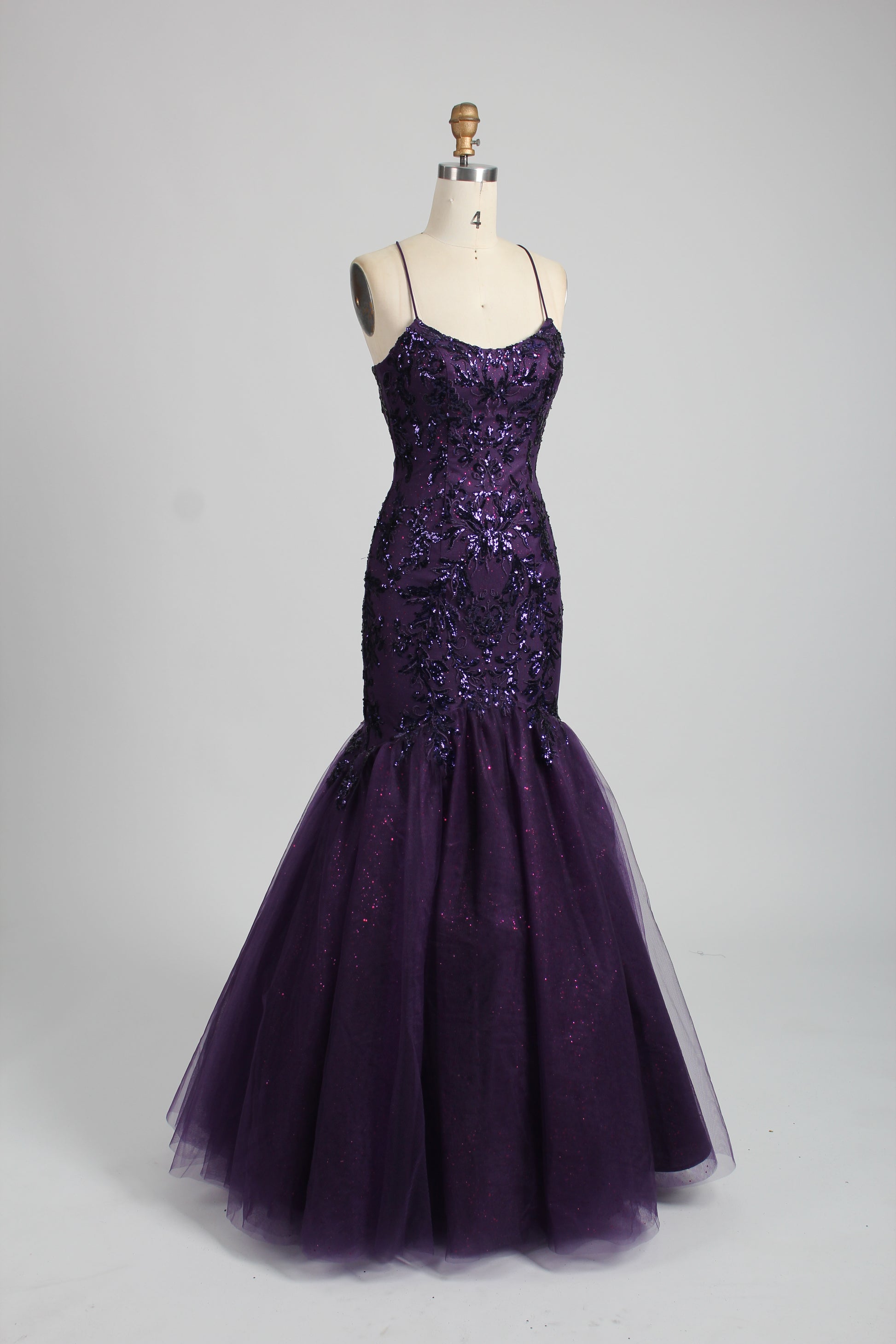 Wholesale Plum Sequin Mermaid Prom Dress 32904