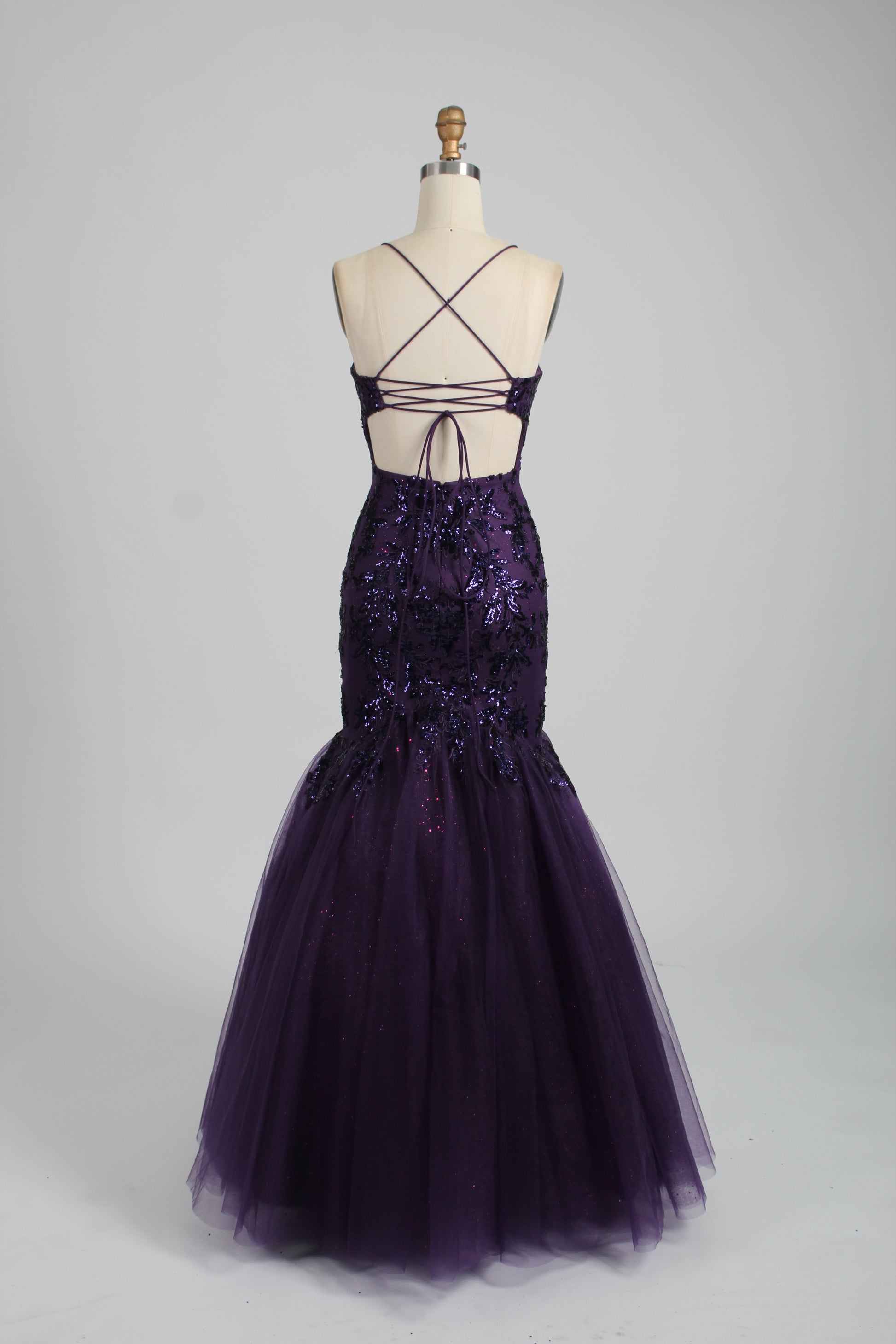 Wholesale Plum Sequin Mermaid Prom Dress 32904