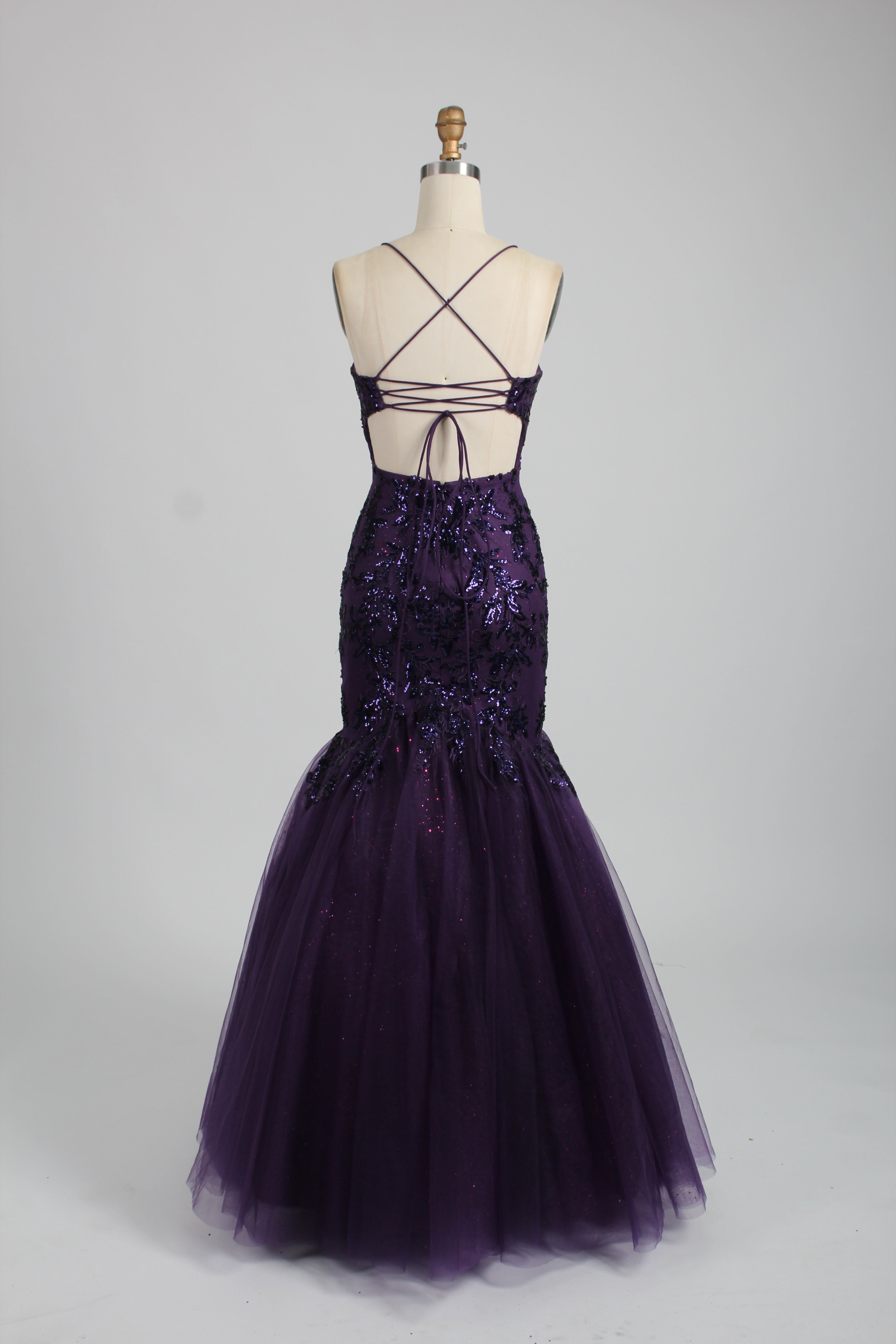 Wholesale Plum Sequin Mermaid Prom Dress 32904