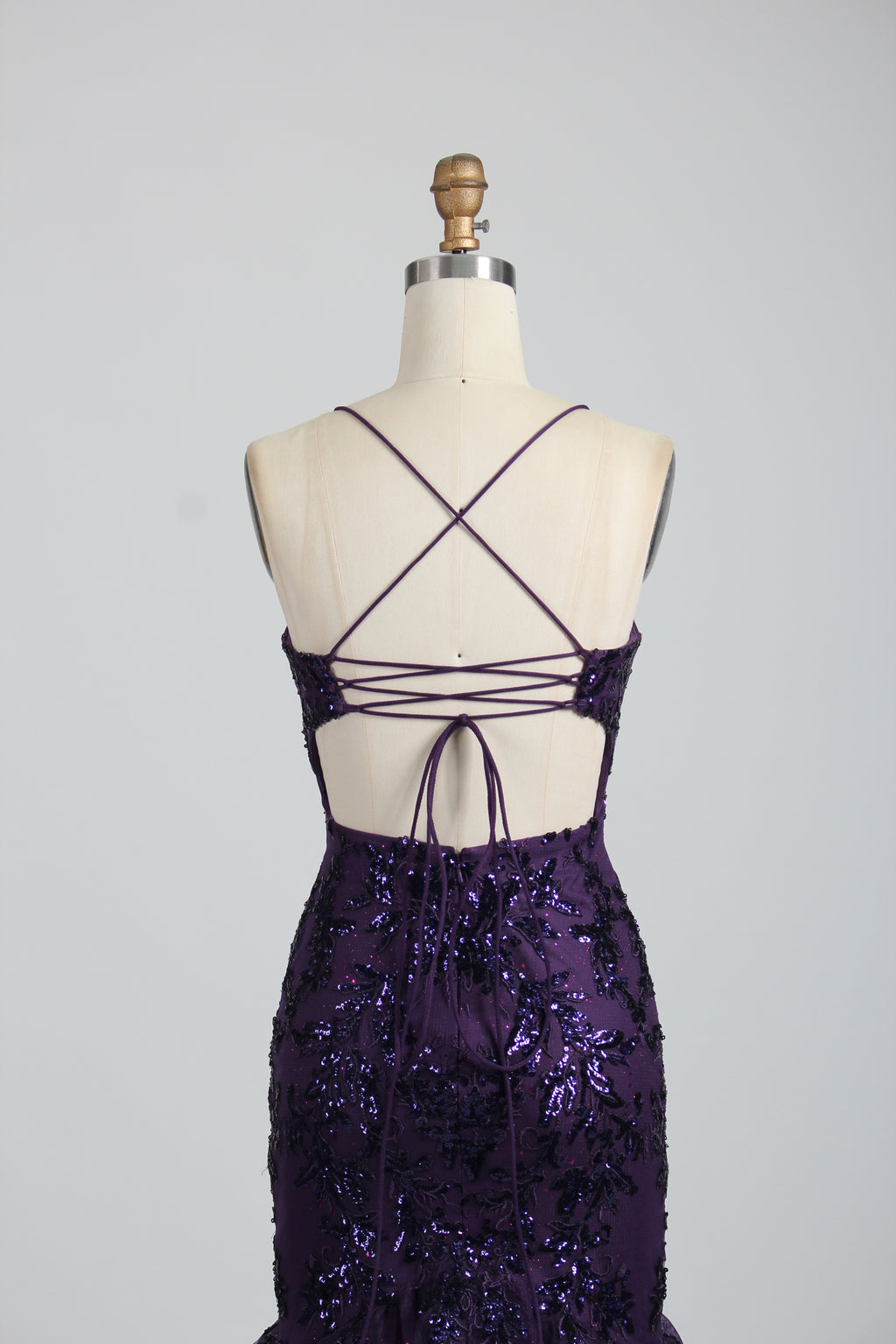 Wholesale Plum Sequin Mermaid Prom Dress 32904