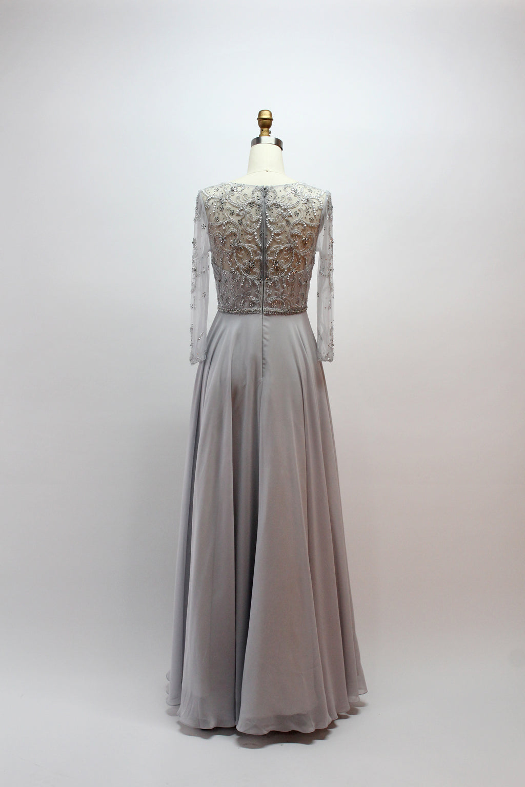 Chic Plus-Size Beaded Mother of the Bride Gown with Long Sleeves 32541