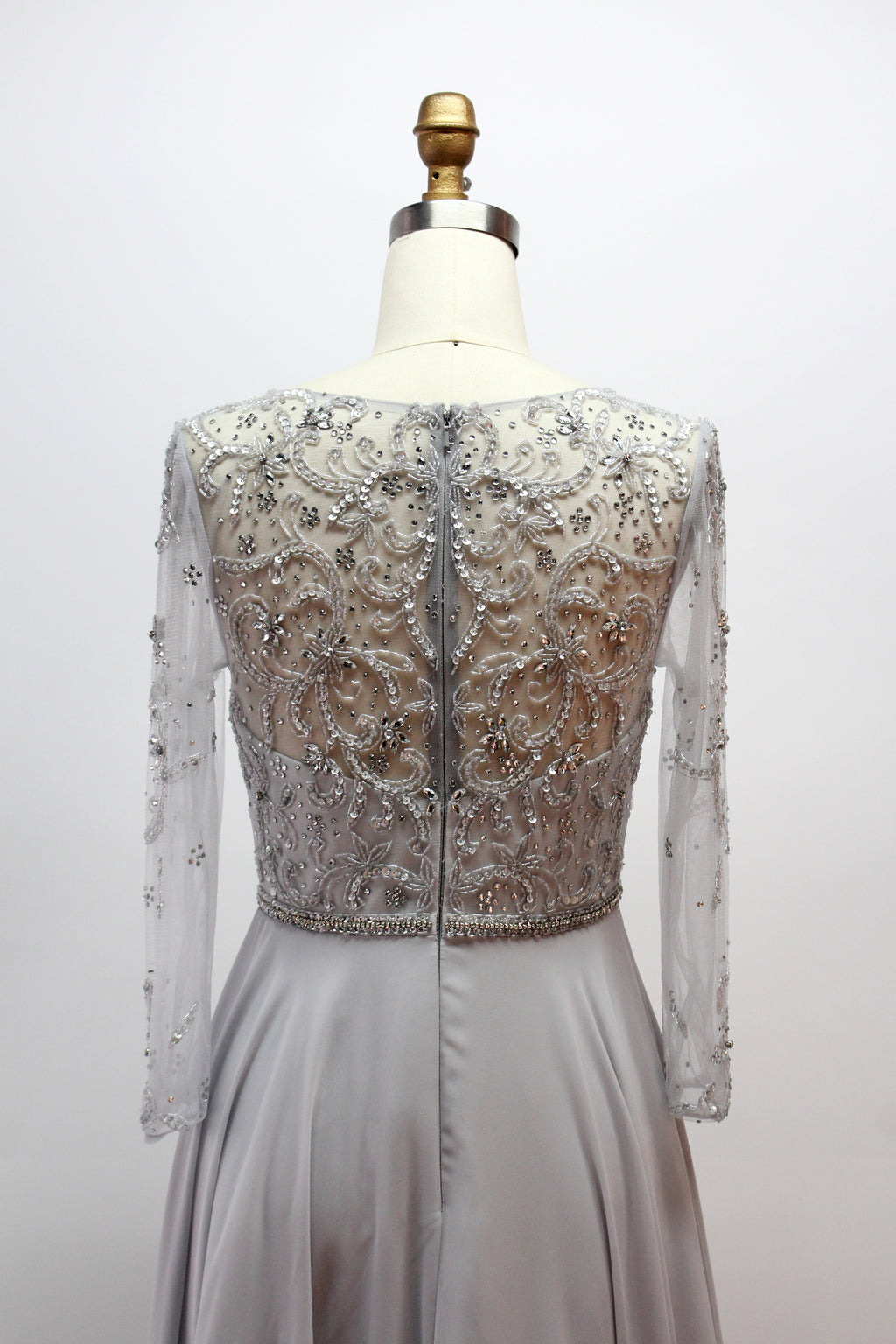 Chic Plus-Size Beaded Mother of the Bride Gown with Long Sleeves 32541