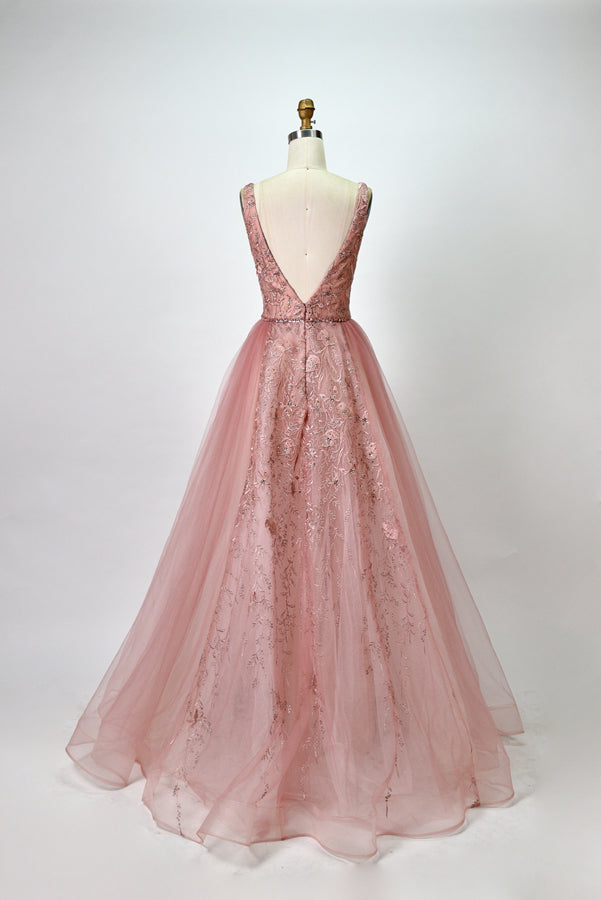 Wholesale Lace Appliqué Tulle Prom Dresses KT1295