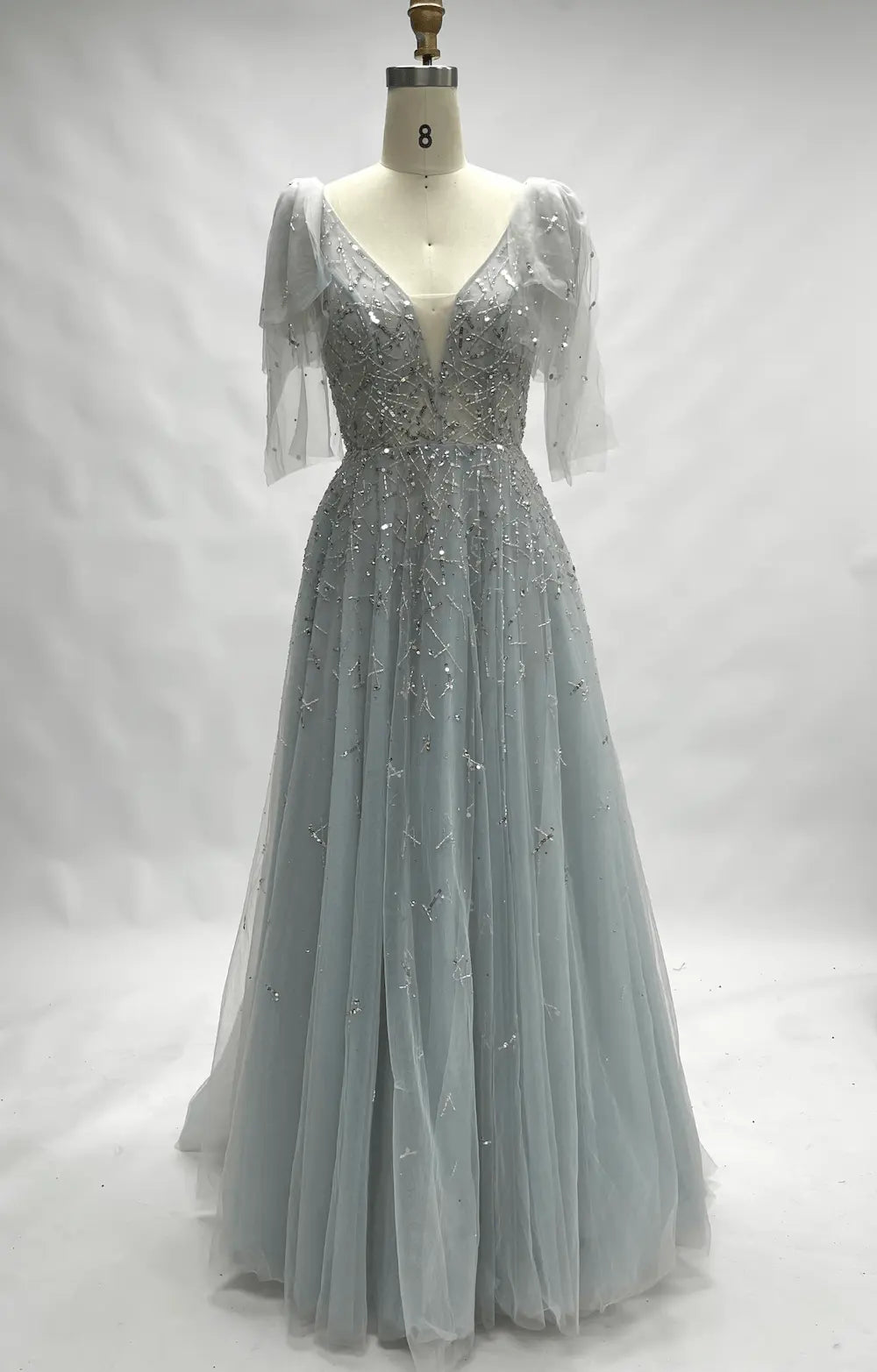 Champagne Refined A-Line Mother of the Bride Dress with Short Sleeves MC092