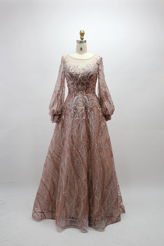 Wholesale Plus Size Long Sleeve Evening Gowns for Mothers MK003
