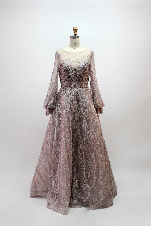 Wholesale Plus Size Long Sleeve Evening Gowns for Mothers MK003