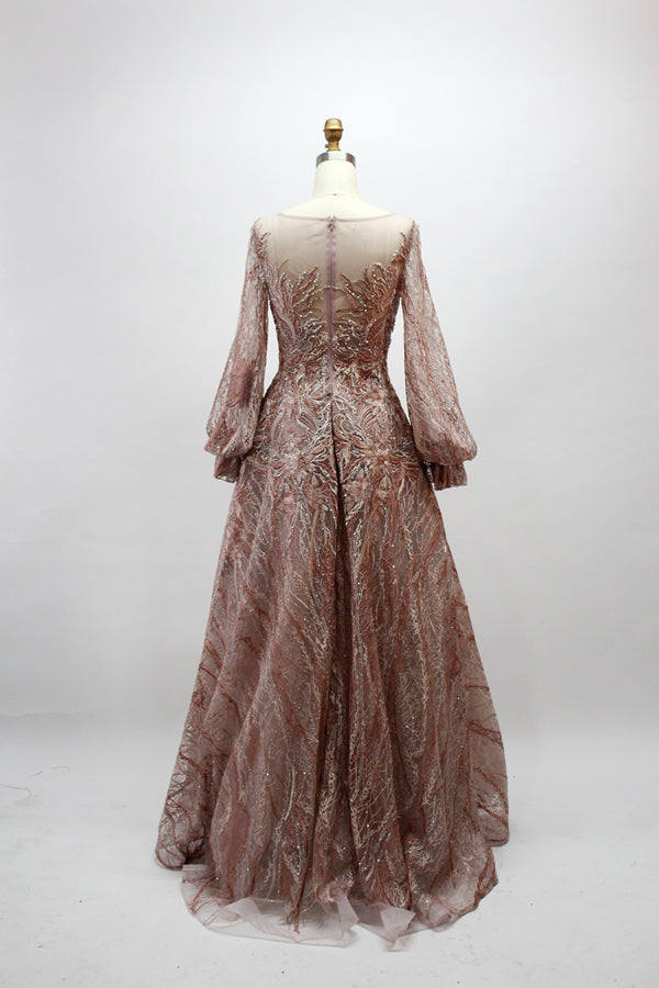 Wholesale Plus Size Long Sleeve Evening Gowns for Mothers MK003