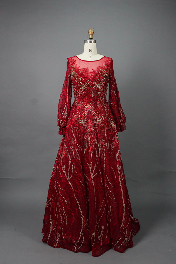 Wholesale Plus Size Long Sleeve Evening Gowns for Mothers MK003