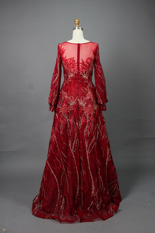 Wholesale Plus Size Long Sleeve Evening Gowns for Mothers MK003