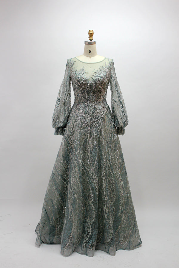 Wholesale Plus Size Long Sleeve Evening Gowns for Mothers MK003