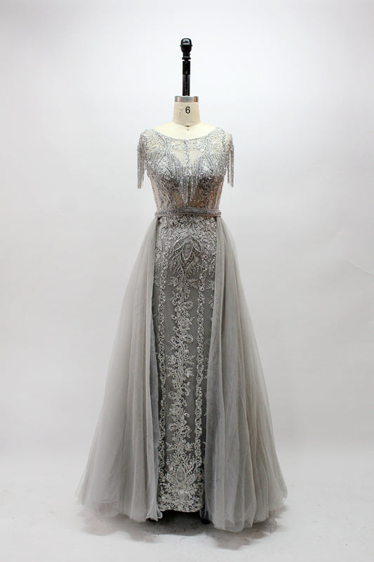 Wholesale Mother of the Bride Dresses with Shoulder Fringe and Waist Sash MK024