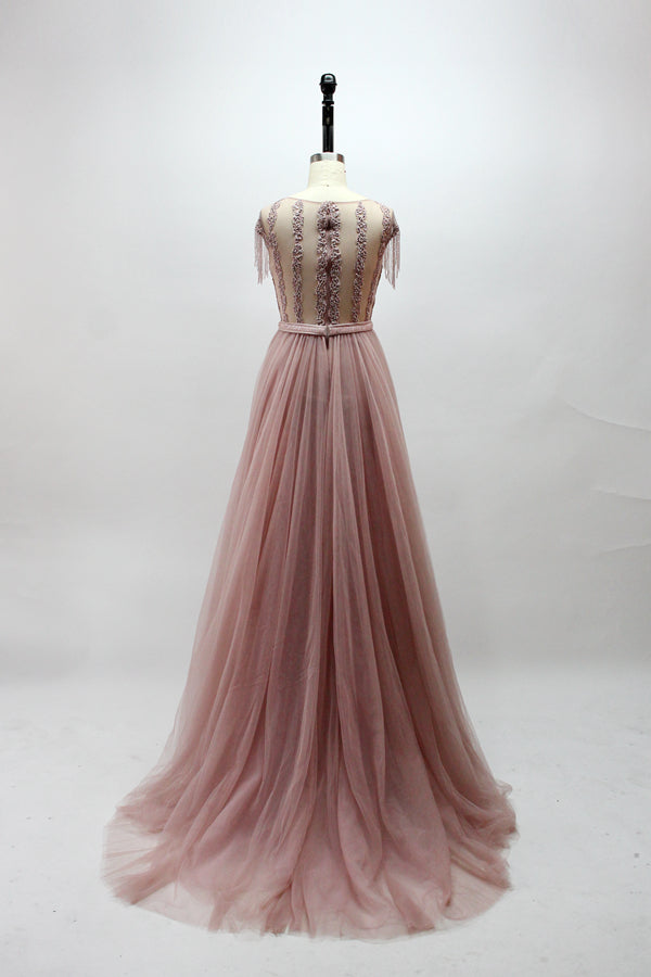 Wholesale Mother of the Bride Dresses with Shoulder Fringe and Waist Sash MK024
