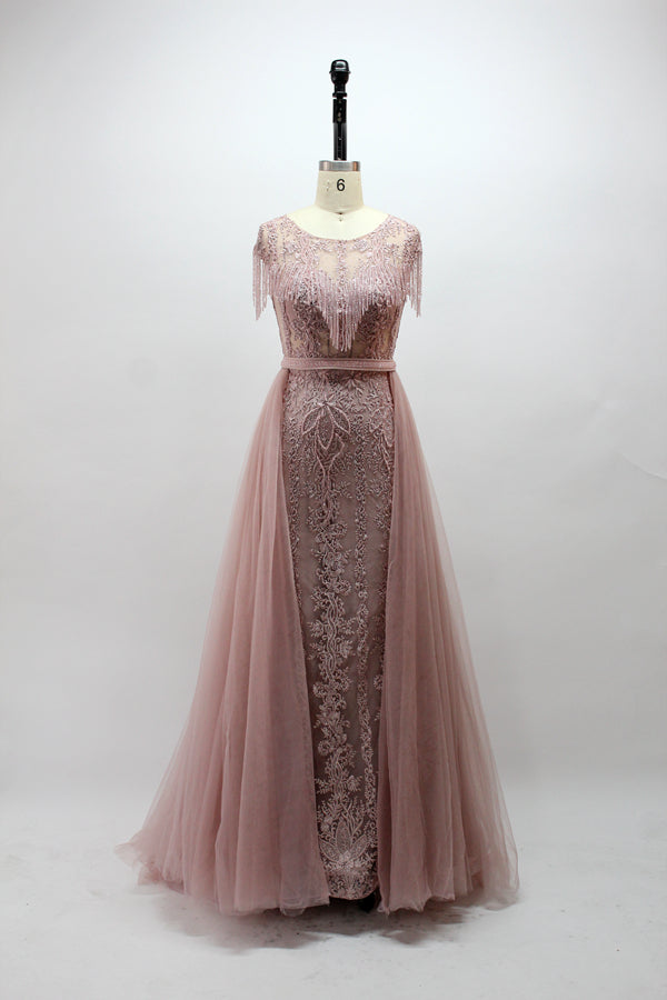 Wholesale Mother of the Bride Dresses with Shoulder Fringe and Waist Sash MK024