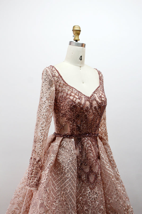 Wholesale Plus Size Long Sleeve Evening Gowns for Mothers MK026