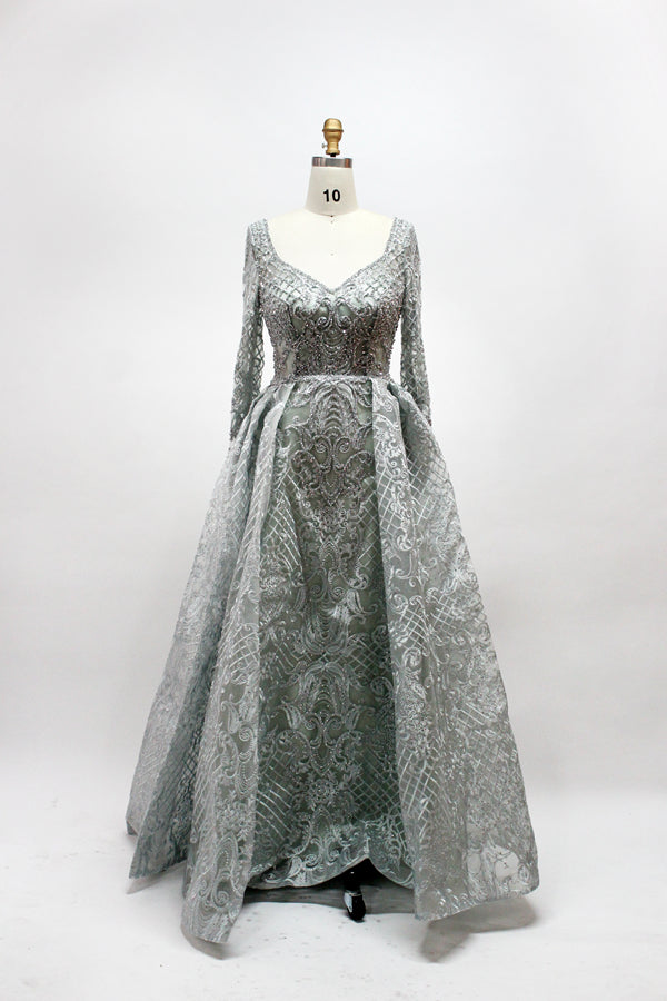 Wholesale Plus Size Long Sleeve Evening Gowns for Mothers MK026