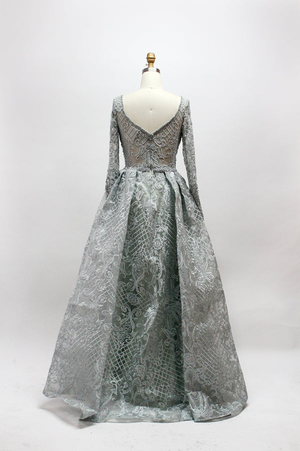 Wholesale Plus Size Long Sleeve Evening Gowns for Mothers MK026