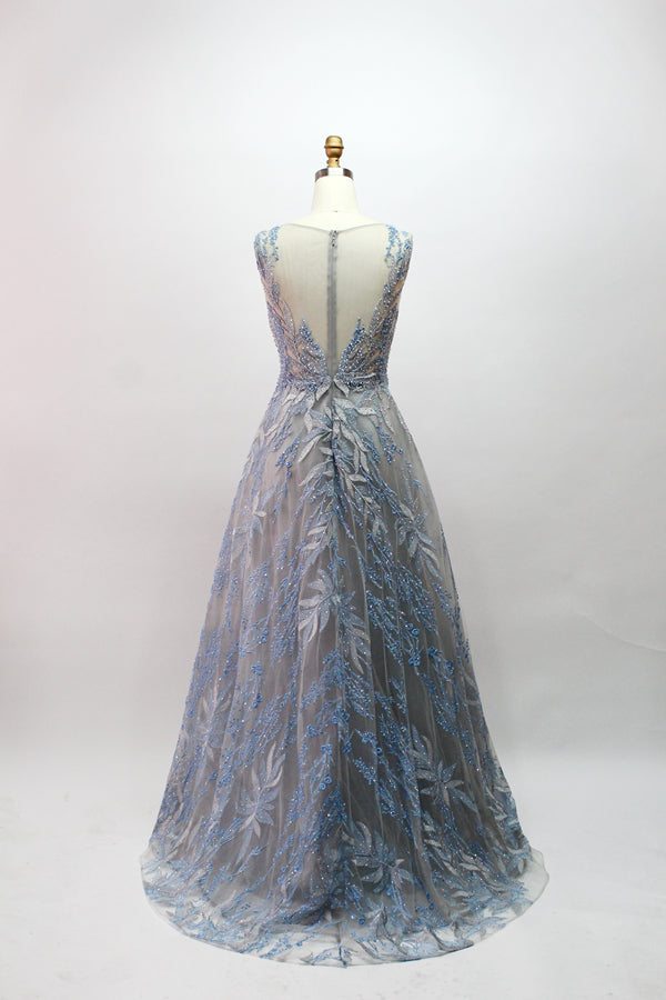 Wholesale Sheer - Bodice Floral - Beaded Mother Dresses MK027