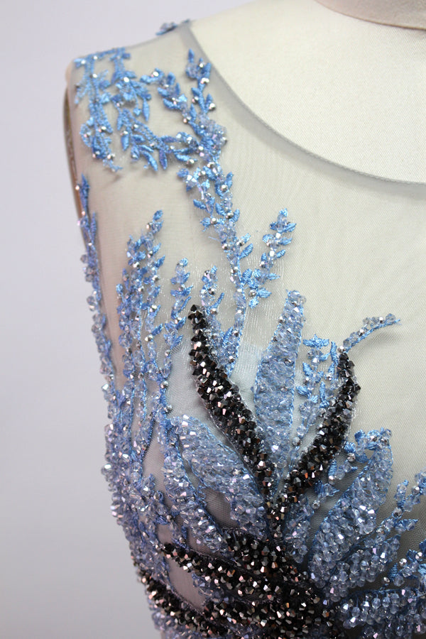 Wholesale Sheer - Bodice Floral - Beaded Mother Dresses MK027