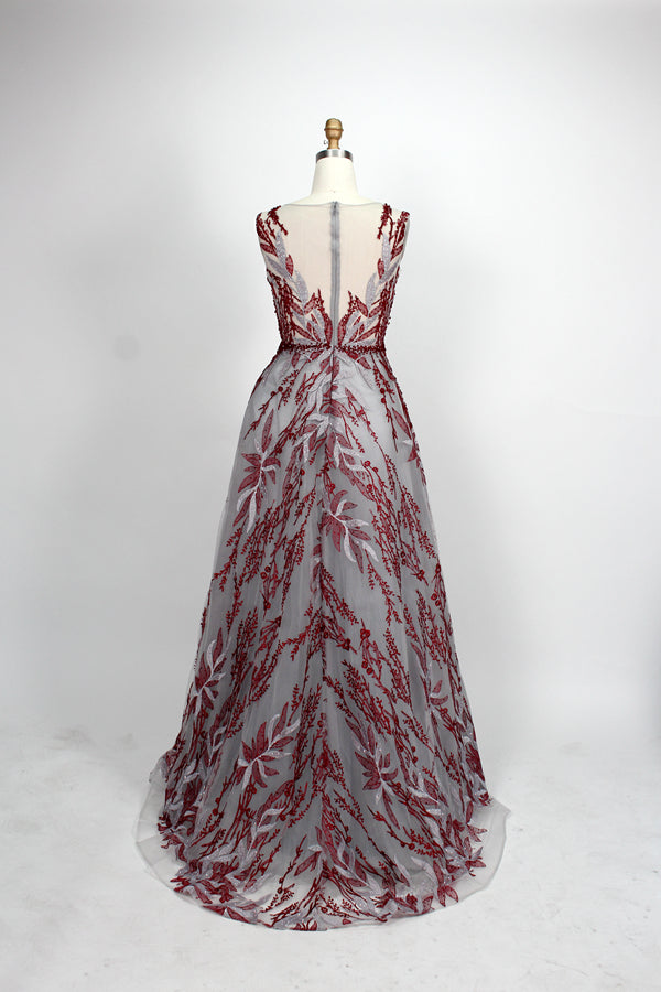 Wholesale Sheer - Bodice Floral - Beaded Mother Dresses MK027