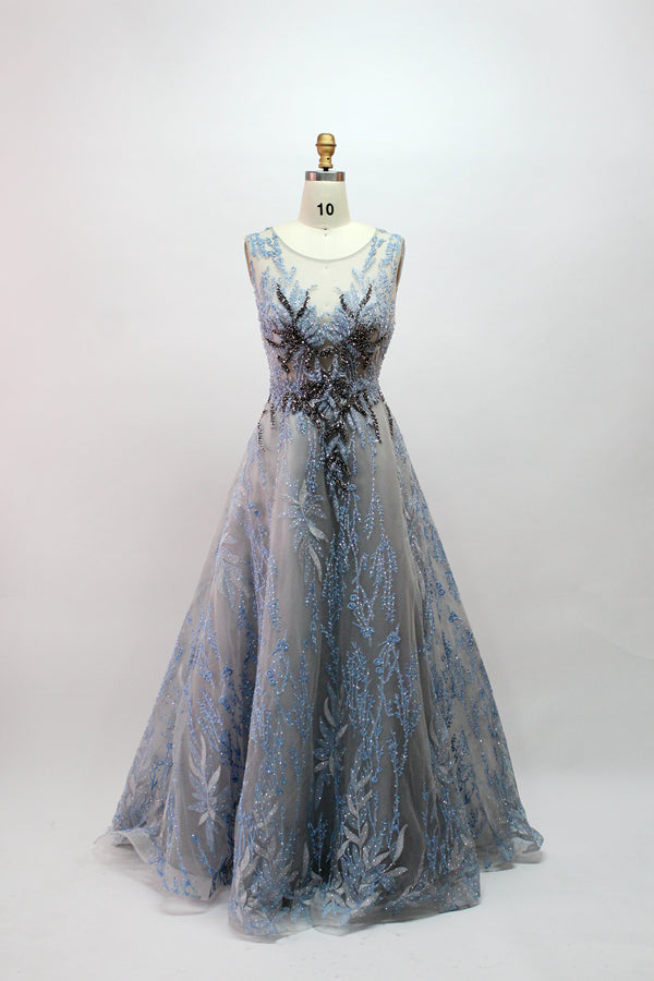 Wholesale Sheer - Bodice Floral - Beaded Mother Dresses MK027