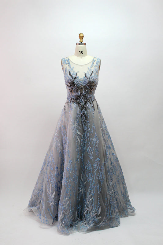 Wholesale Mother of the Bride Dresses with Embroidered Tulle Overlay MK027