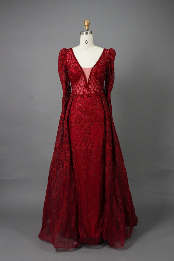 Wholesale Plus Size Long Sleeve Evening Gowns for Mothers MK033