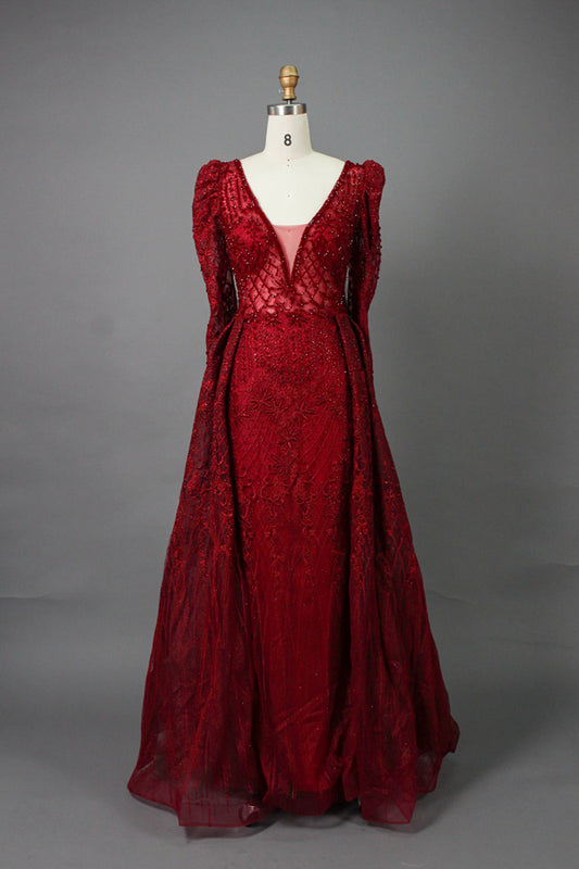 Wholesale Plus Size Long Sleeve Evening Gowns for Mothers MK033