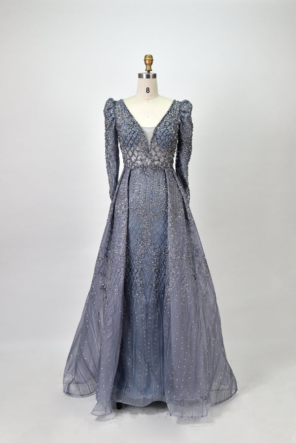Wholesale Plus Size Long Sleeve Evening Gowns for Mothers MK033