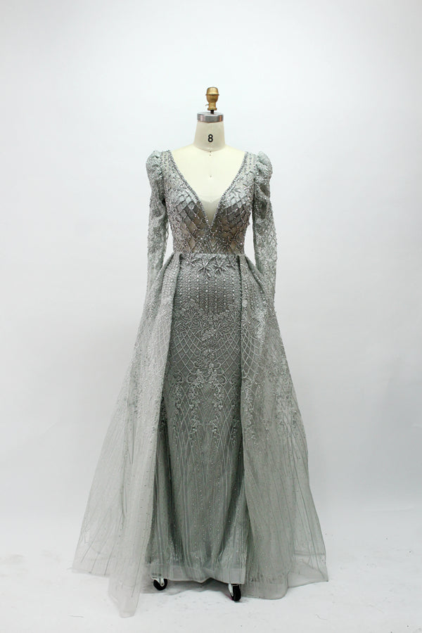 Wholesale Plus Size Long Sleeve Evening Gowns for Mothers MK033